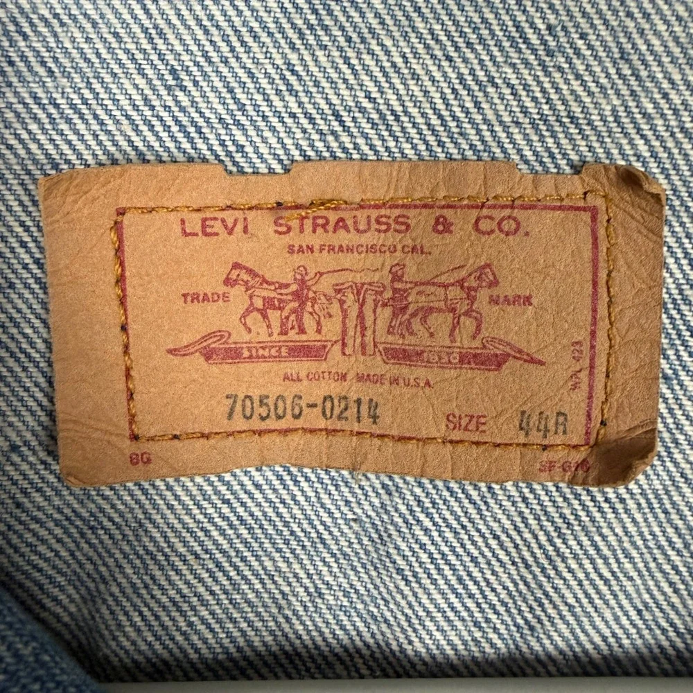 Levi Strauss Men's Blue‎ Denim Trucker Jacket Made in USA Vintage Size 44R
